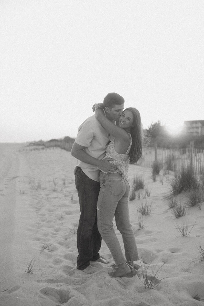 Cape May New Jersey beach engagement photos couple in the sand